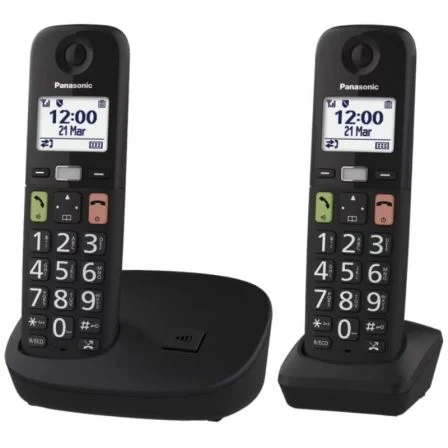 Panasonic Teléfono Inalámbrico Digital Pack DUO KX-TGU112EXB Negro con Botones Grandes y Volumen Mejorado Panasonic Teléfono Inalámbrico Digital Pack DUO KX-TGU112EXB Negro con Botones Grandes y Volumen Mejorado